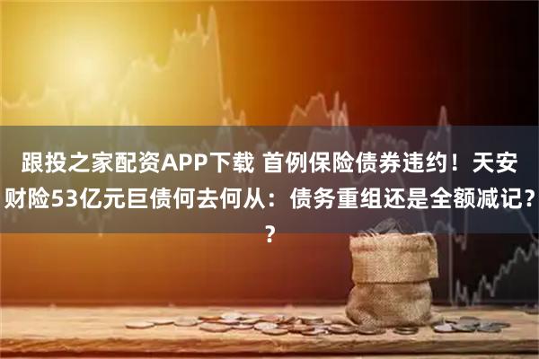 跟投之家配资APP下载 首例保险债券违约！天安财险53亿元巨债何去何从：债务重组还是全额减记？